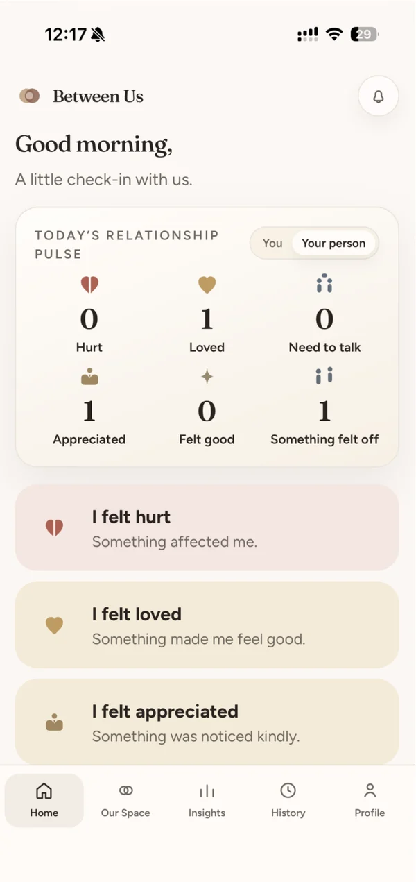 Home with today's relationship pulse