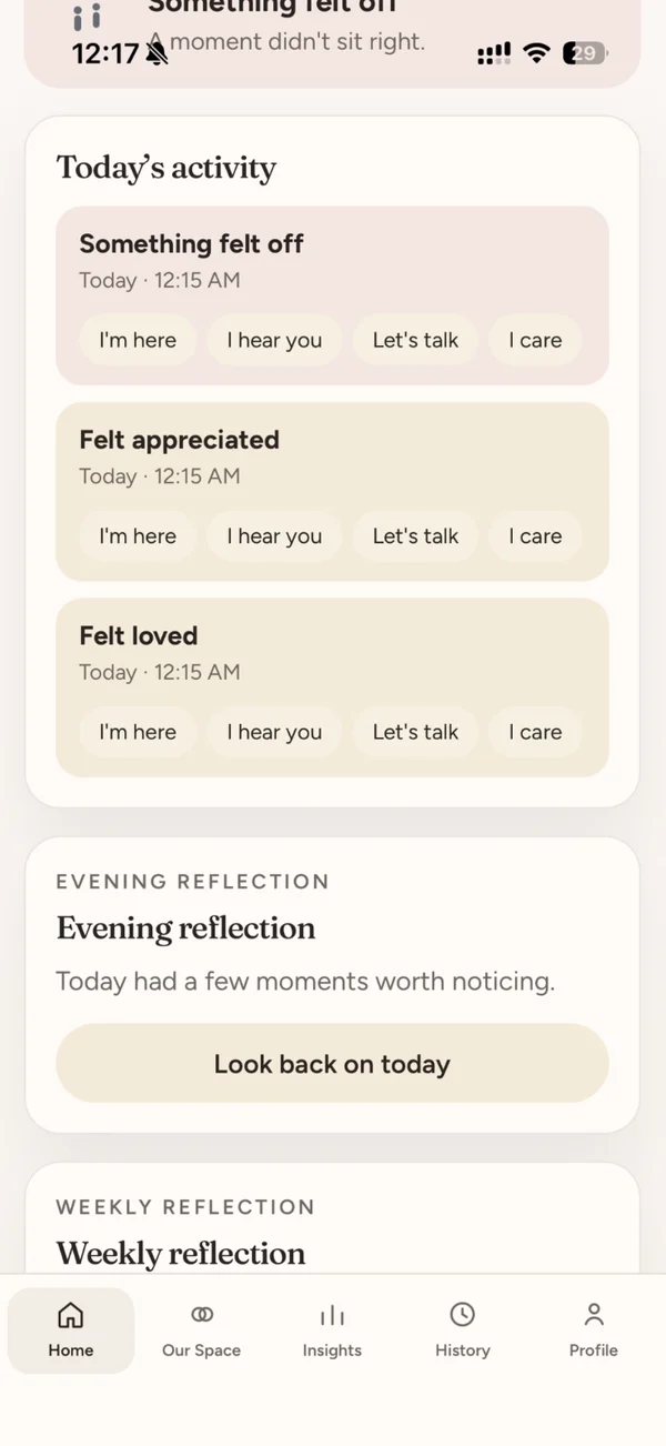 Today's activity and reflections