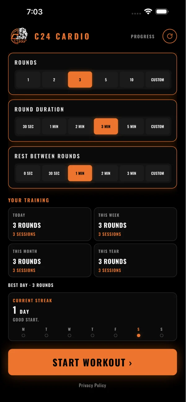 Choosing rounds, duration and rest