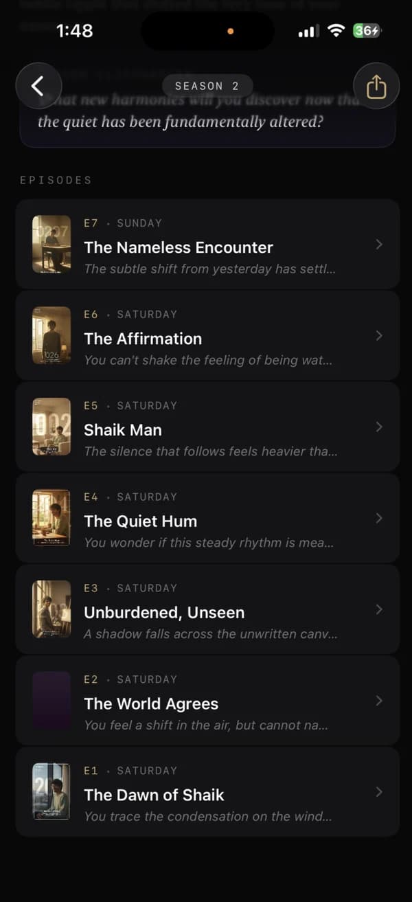 List of the season's episodes