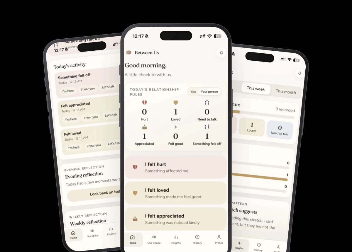 Between Us product screens