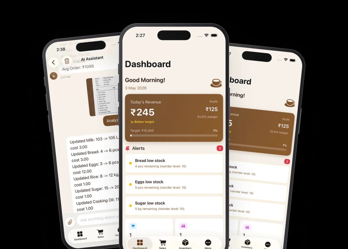 CafeManager product screens