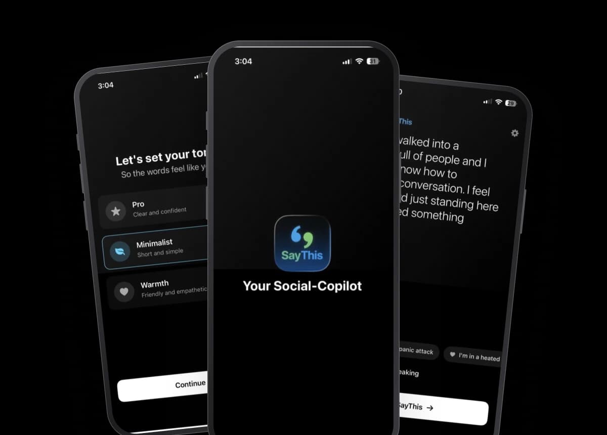 SayThis product screens