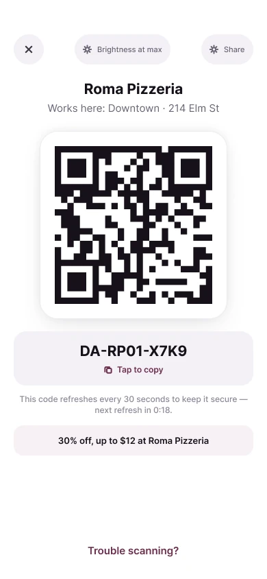 Show this code at the register